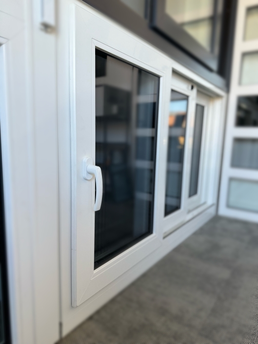 Close-up of high-quality UPVC window with handle