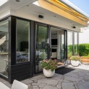 Modern Doors with outdoor garden view