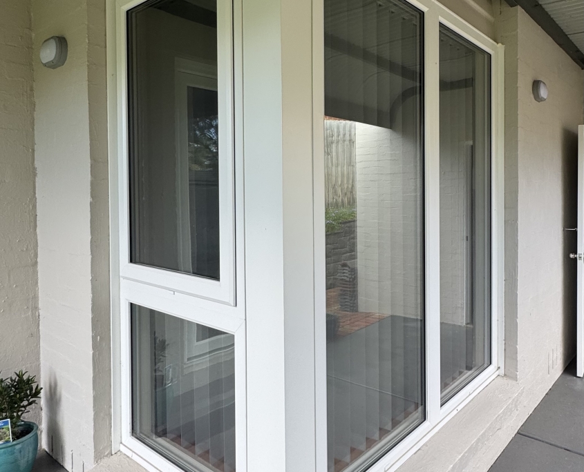 UPVC bay windows Melbourne — double glazed fixed corner EnviroGlaze