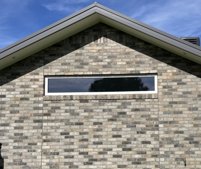 Modern bay window with wide glass panes