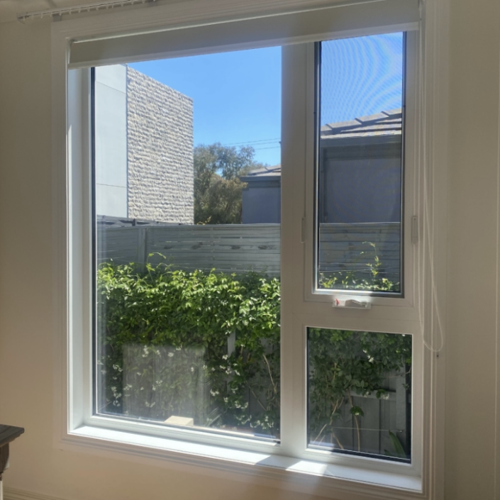 UPVC window installation at Project Black Rock, capturing the outside view.