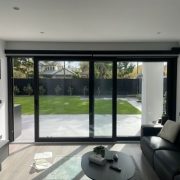 Wide opening of lift and slide door in modern home