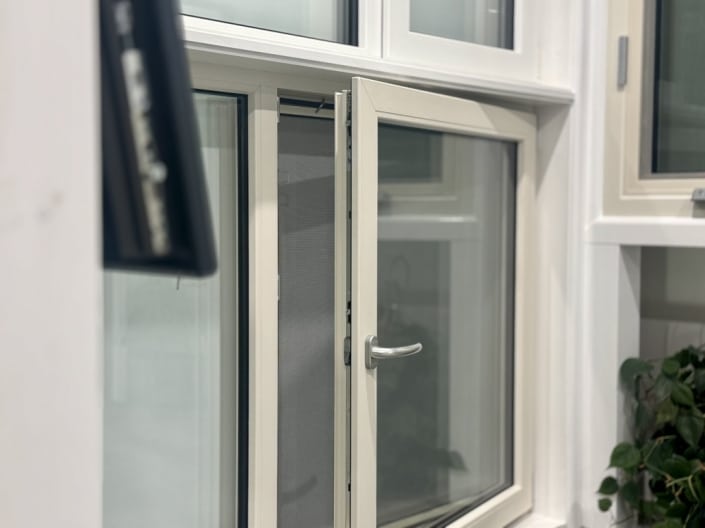 Close-up of high-performance UPVC window with sleek handles